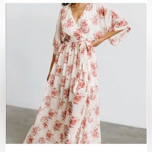 Baltic Born Cream Maxi Dress with Pink Floral Print